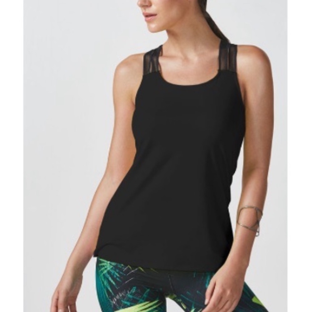 Black Mesh Racerback Women's Top - Picture 2 of 7